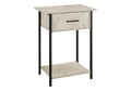 Accent Table, 2 Tier, End Cream Stone Laminate, Black Metal, Contemporary