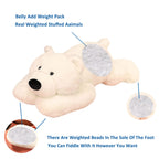 Doireum Weighted Stuffed Animals, 3.3 Lbs Weighted Polar Bear Stuffed Animal Toy White Bear Weighted Plush Animals Throw Pillow