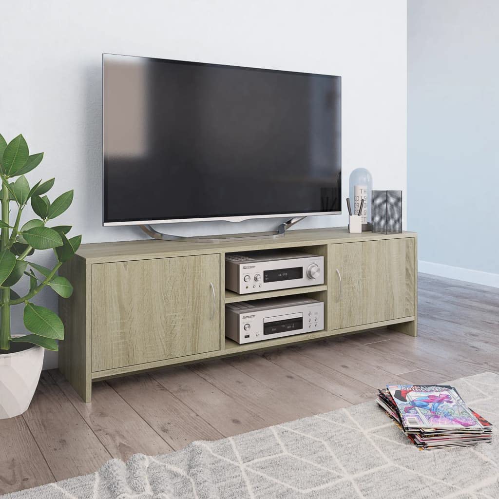 vidaXL TV Stand, TV Unit for Living Room, Sideboard with Storage, Entertainment Center Media Unit Cupboard, Modern, Sonoma Oak Engineered Wood