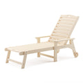 Lue Bona Outdoor Chaise Lounge, Hdps Material, 3-Year Warranty, Patio Lounge Chair With Adjustable Backrest, Resin Pool Lounge Chairs With Wheels For Outside, Poolside, Beach, Backyard, Garden, Sand