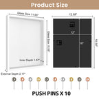 Califortree 12X16 Large Shadow Box Frame With Soft Linen Back - Metal Push Pins Included, Memory Shadow Box Display Case For Bou