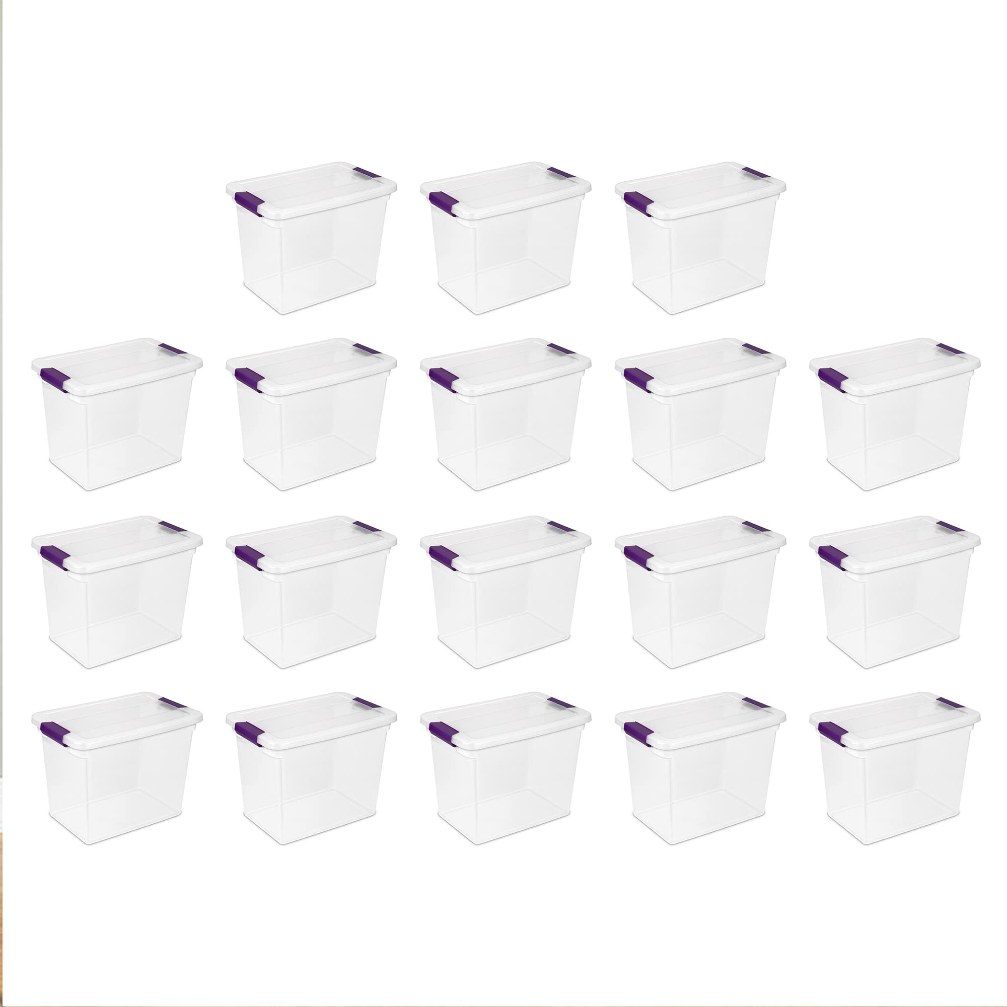 Sterilite 27 Quart ClearView Latch Box, Stackable Storage Bin with Latching Lid, Organize Clothes, Shoes in Closet, Clear Base a