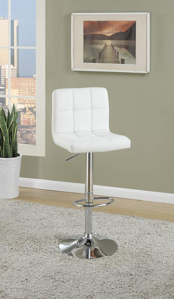 Benjara Armless Chair Style Bar Stool With Gas Lift, White
