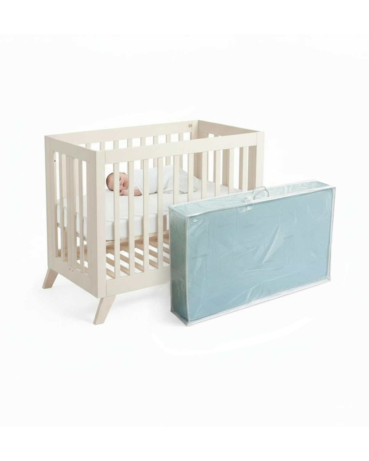 Mini Crib Mattress Bag for Moving and Storage, with Dual Zipper and Carrying Handles, 6 Mil Thick Clear Plastic Waterproof Mattr