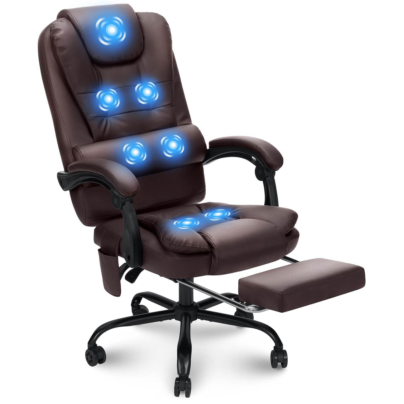 Massage Office Chair Reclining Office Chairs With Footrest Soft Pu Leather Desk Chair High Back Ergonomic Computer Chair For Hom