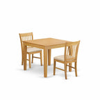 East West Furniture OXNO3-OAK-C 3 Piece Kitchen Set Contains a Square Room Table and 2 Linen Fabric Upholstered Dining Chairs, 36x36 Inch
