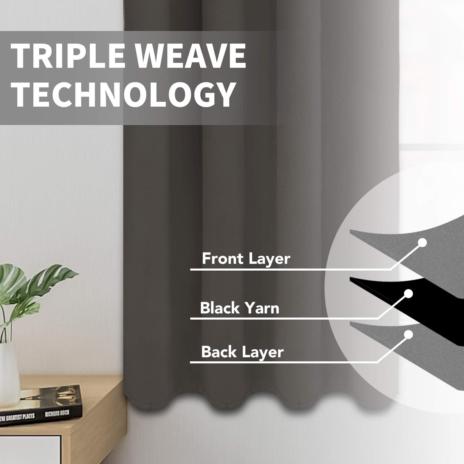 Easy-Going Blackout Curtains For Bedroom, Solid Thermal Insulated Grommet And Noise Reduction Window Drapes, Room Darkening Curtains For Living Room, 2 Panels(52X84 In,Taupe)