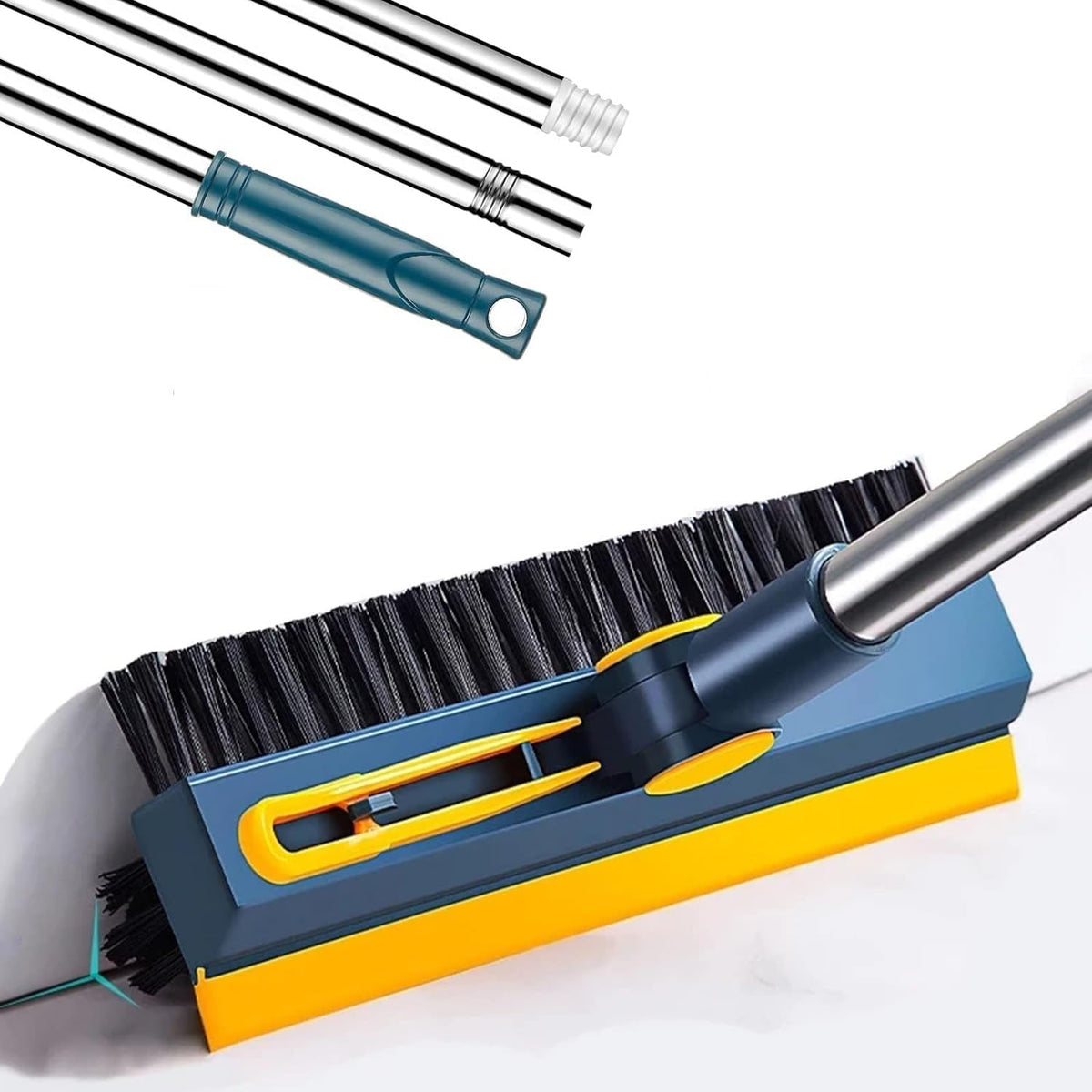 4 in 1 Bathroom Cleaning Brush with Wiper Tile Cleaner Brush with Long handle180 Rotate Toilet Floor Scrub MultiPurpose Home Cl
