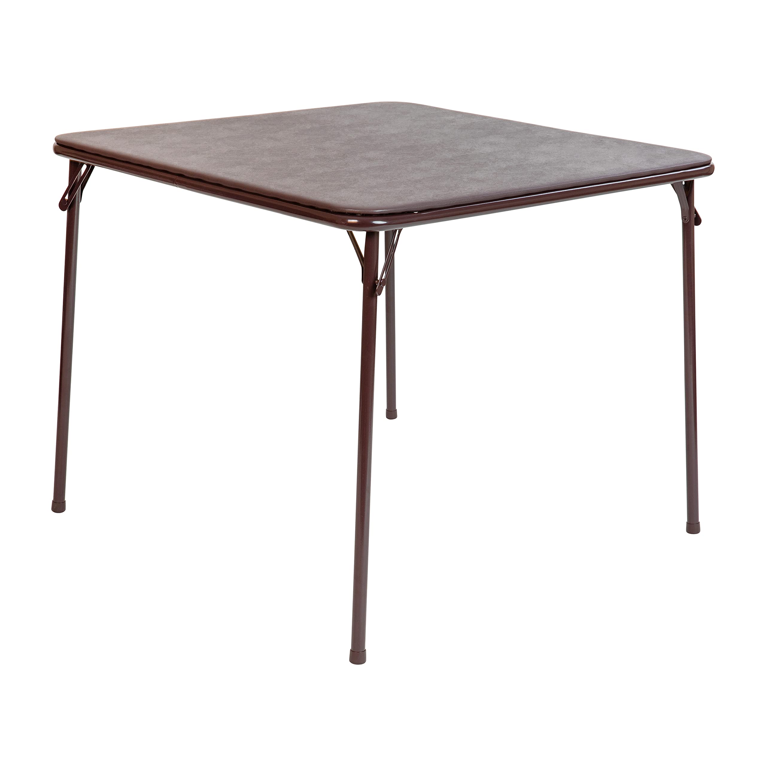 Flash Furniture Madelyn 33.5&quot; Square Folding Multipurpose Card Table with Padded Vinyl Top, Portable Folding Game Table for 4 Players, Brown