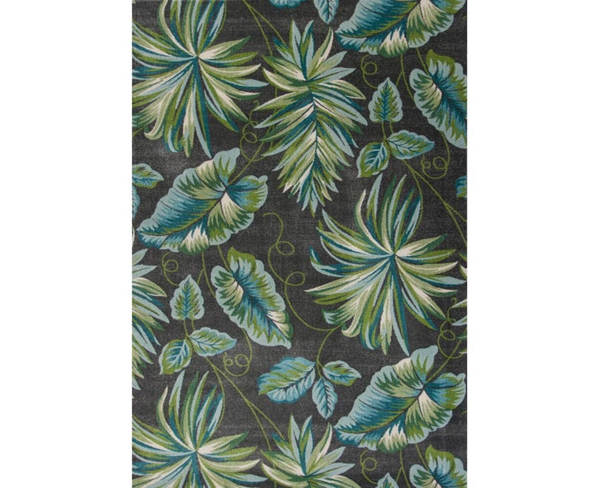 HomeRoots 3'X5' Grey Floral Polypropylene Rug