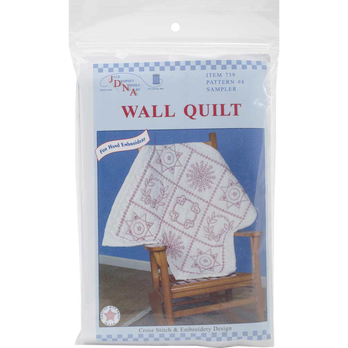 Jack Dempsey Needle Art 7394 Sampler Wall Quilt, 36-Inch By 36-Inch, White