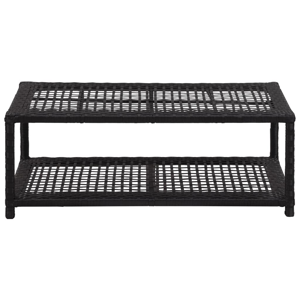 vidaXL Black Poly Rattan Metal Shoe Bench with Organizational Shelf – Robust, Lightweight, and Easy-to-Clean, Offers Ample Space & Comfortably Seats You While Wearing Footwear