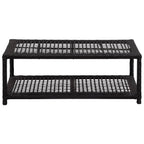 vidaXL Black Poly Rattan Metal Shoe Bench with Organizational Shelf – Robust, Lightweight, and Easy-to-Clean, Offers Ample Space & Comfortably Seats You While Wearing Footwear