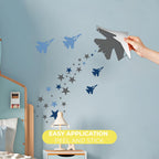 Airplanes And Stars Wall Decor Living Room I Wall Decal For Home Bedroom I Nursery Wall Decal For Baby Boy Decoration I Stickers