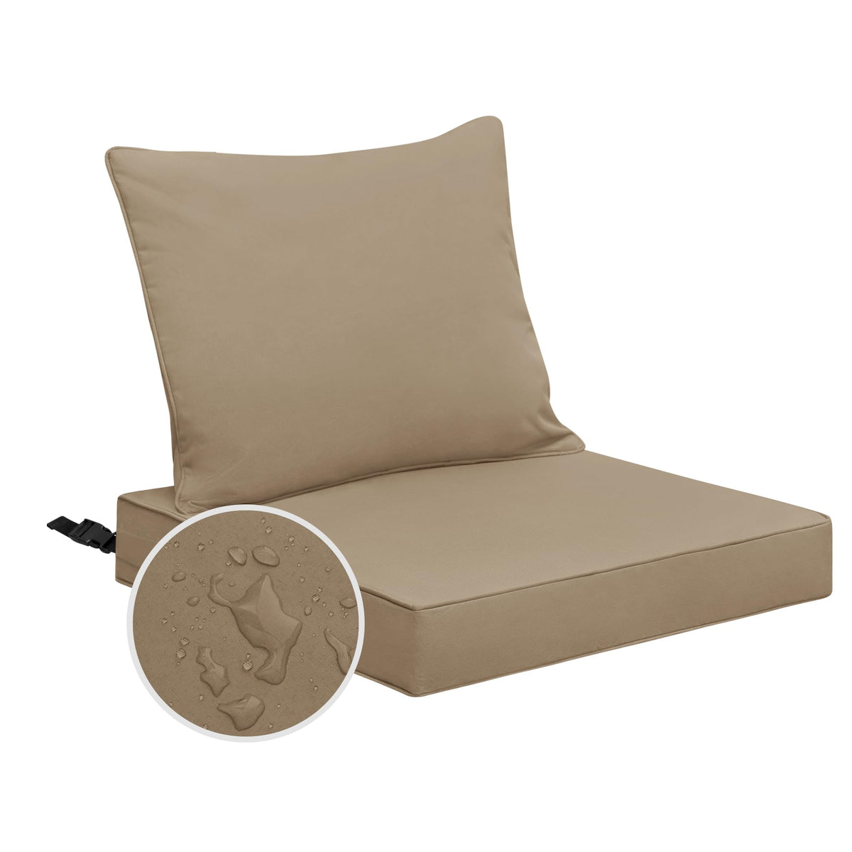 Easy-Going Waterproof Patio Chair Cushion Back 19X16 In + Seat 19X19X3 In Non-Slip Outdoor Seat Cushion With Zipper And Handle C