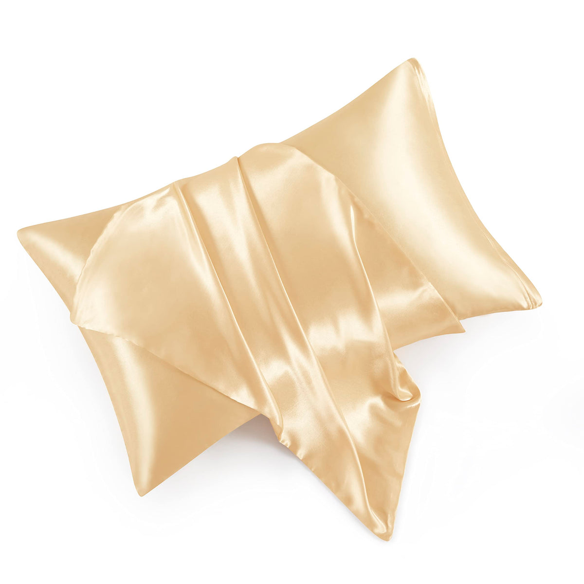 Hommxjf Satin Pillowcases With Zipper (20X30),Queen Size Pillowcases Set Of 2, Gold Silk Pillowcase For Hair And Skin