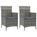 vidaXL Poly Rattan Patio Chairs 2 pcs with Dark Gray Cushions - Comfortable Outdoor Seating, Weather-Resistant Gray Rattan Construction with Sturdy Powder-Coated Steel Frame - Assembly Required