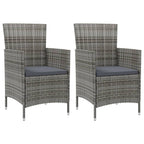 vidaXL Poly Rattan Patio Chairs 2 pcs with Dark Gray Cushions - Comfortable Outdoor Seating, Weather-Resistant Gray Rattan Construction with Sturdy Powder-Coated Steel Frame - Assembly Required
