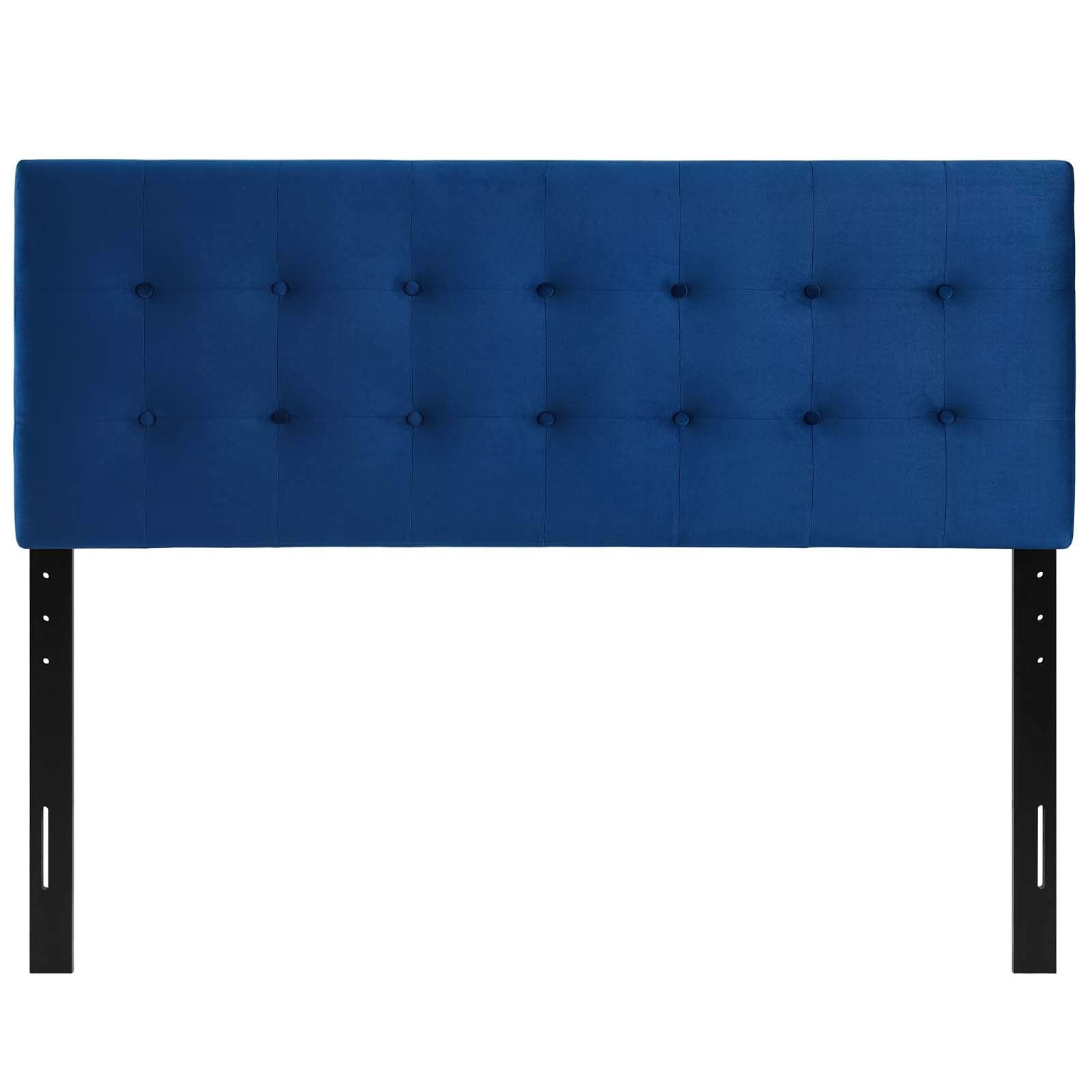 Modway Emily Queen Biscuit Tufted Performance Velvet Headboard, Navy