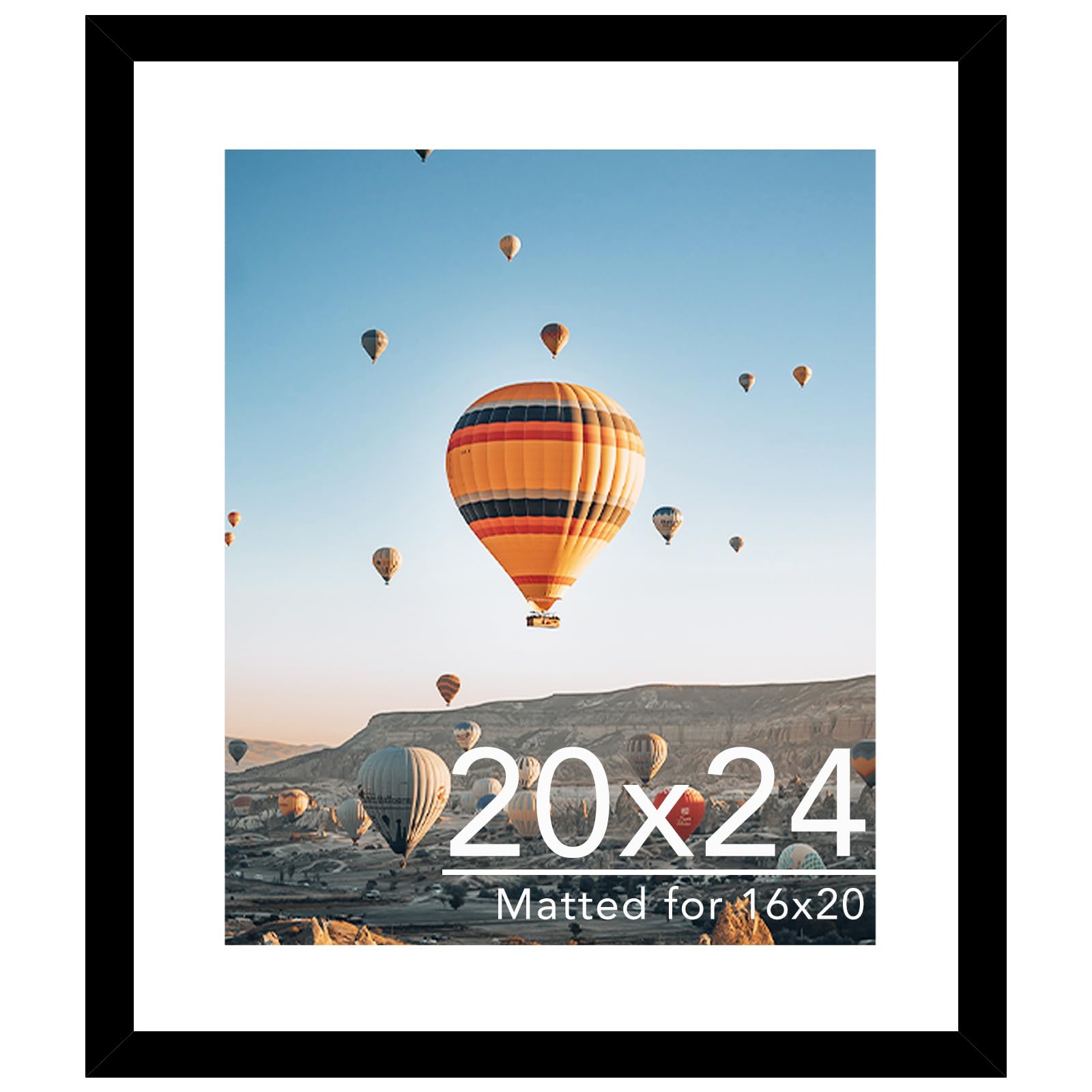 JCJMY 20x24 Picture Frame with 16x20 Mat, Display Photo 16x20 with Mat or 20 x 24 Without Mat, Wall Hanging Large 20 by 24 Poste