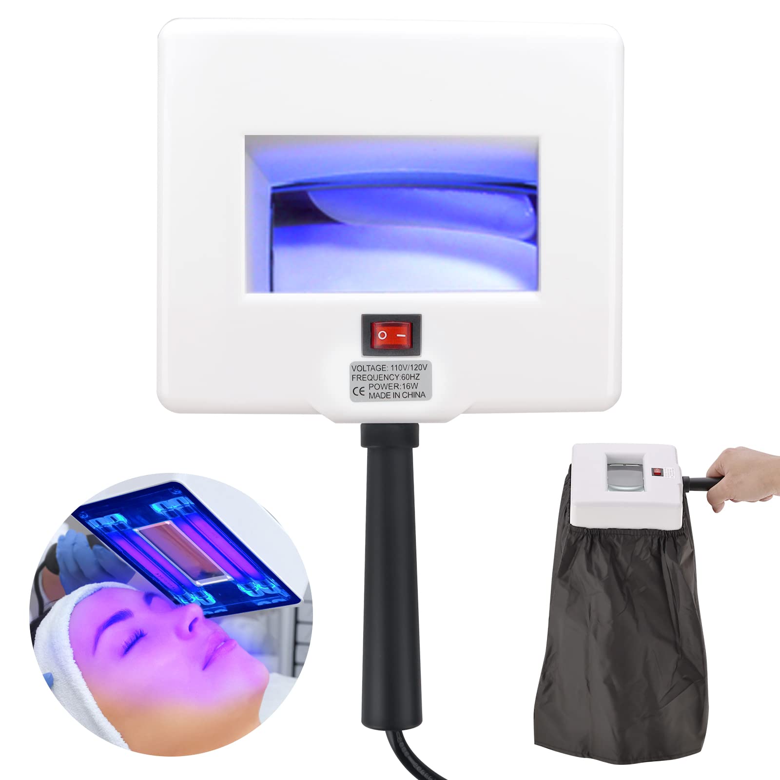 Woods Lamp Skin Analyzer, Yofuly Portable Magnifying Analyzer Facial Woods Lamp with Shade Cloth, Woods Lamp for Skin Testing Ho