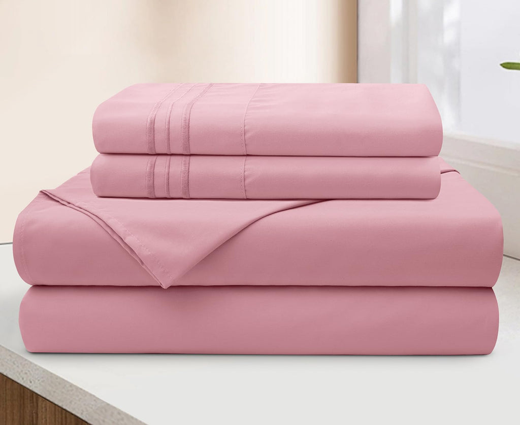 Siinvdabzx Extra Deep Pocket Queen Sheets Set - Fits Mattress Up To 24 Inches Thick - 4 Piece Pink Deep Pocket Sheets For Air Ma