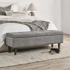 Kosas Home Louise 54&Quot; Polyester Fabric Tufted Storage Bench In Gray