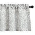 Vogol Grey Window Valances For Farmhouse, 1 Panel Leaves Printed Linen Look Kitchen Valance, W42 X L18 Mini Size Country Style R