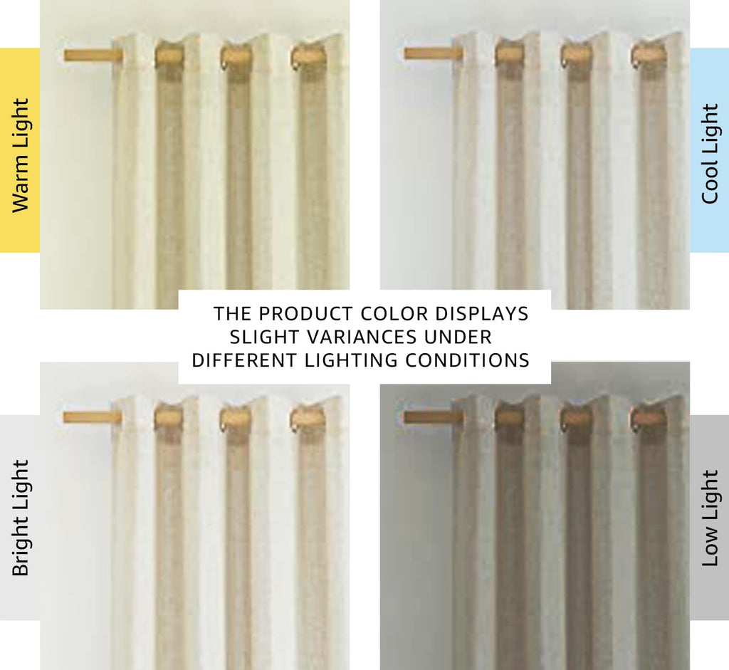 NICETOWN Natural Linen Grommet Top Curtains - 55" x 84" - Natural Color