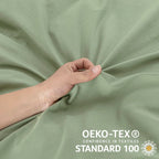 Jellymoni Light Green Duvet Cover Full Size - 100% Washed Cotton Linen Like Textured Comforter Cover, 3 Pieces Breathable Soft B