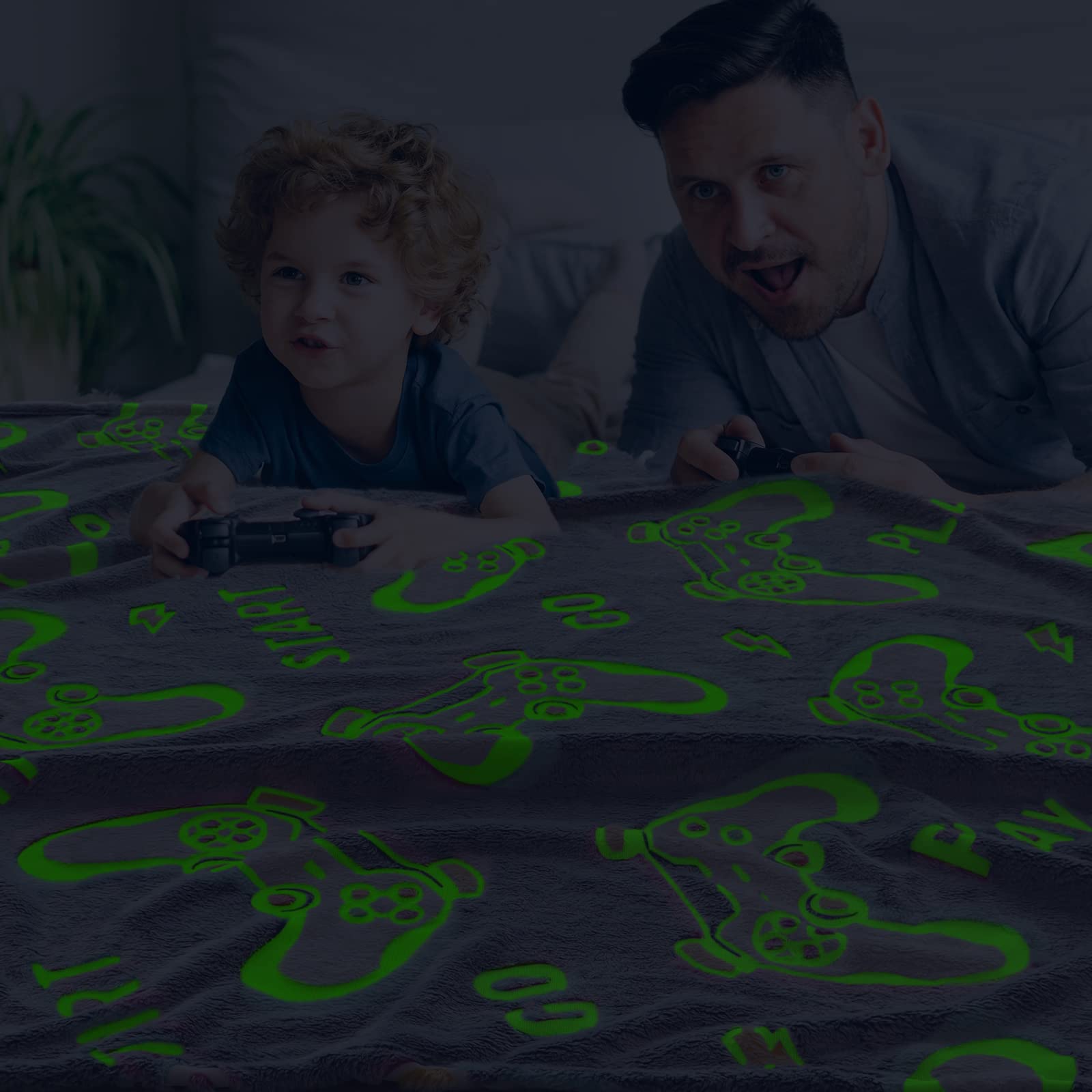 Glow In The Dark Blanket Gaming Controller Glowing Throw Blanket Gamer Plush Luminous Blankets And Throws Soft Throw Gift For Ki