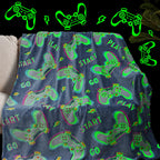 Obinsm Glow In The Dark Gaming Blanket Gamer Game Controller Throw Gift Toys For Kids Boys Teen Son Adult Gamepad Presents Easte
