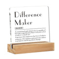 Difference Maker Gifts for Teacher Mentor Coach Boss, Difference Maker Definition Clear Acrylic Desk Decorative Sign for Home Of