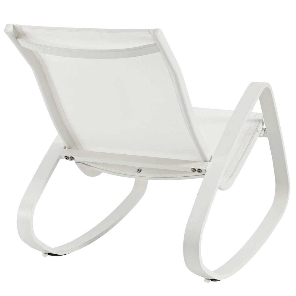 Modway Traveler Outdoor Patio Aluminum Mesh Rocking Sling Lawn Chair Glider In White White