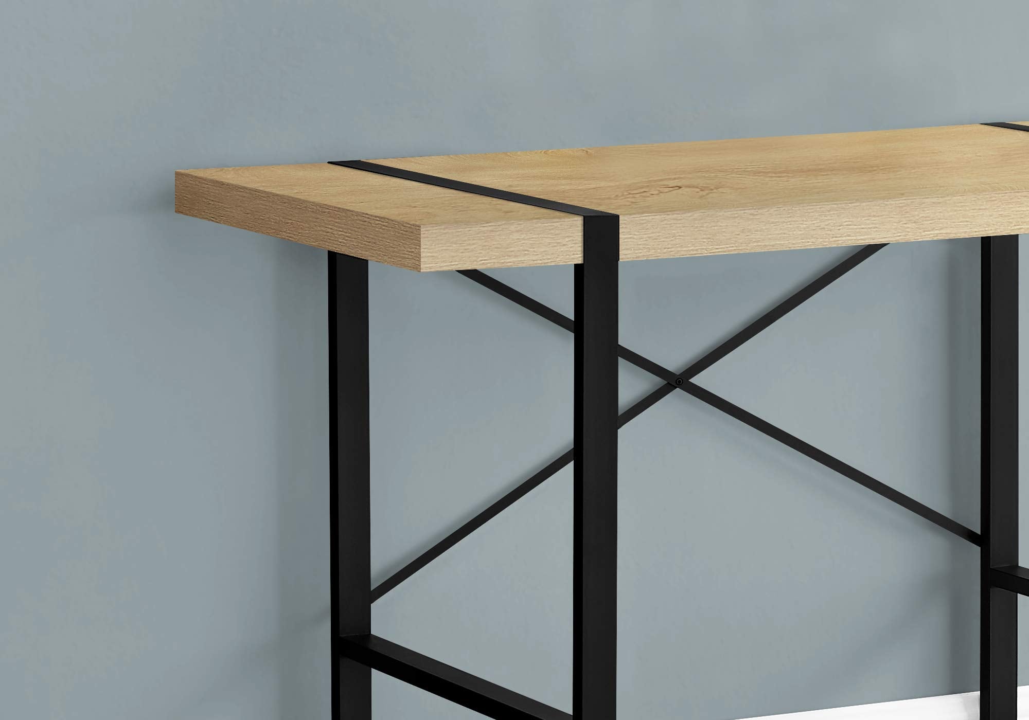 Monarch Specialties 7658 Computer Desk, Home Office, Laptop, 48&quot; L, Work, Metal, Laminate, Natural, Black, Contemporary, Modern Desk-48, 49&quot; L X 23.75&quot; W X 30&quot; H