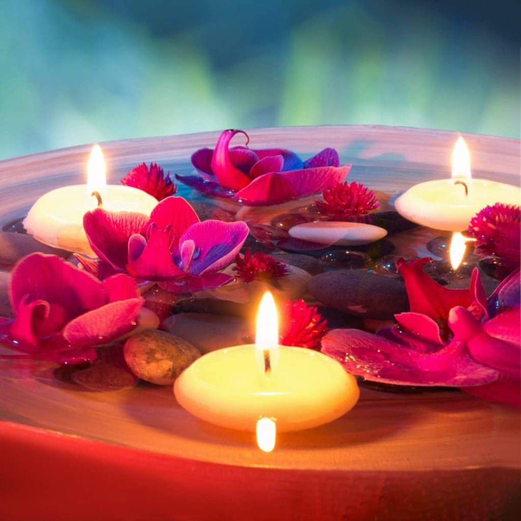 Unicy 12 Pack 3 Inch White Floating Candles, 10 Hour Unscented Dripless Tealight Candles For Cylinder Vases, Centerpieces At Wed