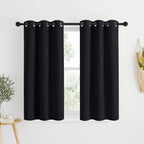 Nicetown Blackout Bedroom Curtains For Windows 50 Inch Long - Solid Thermal Insulated Grommet Light Reducing Black Panels Window