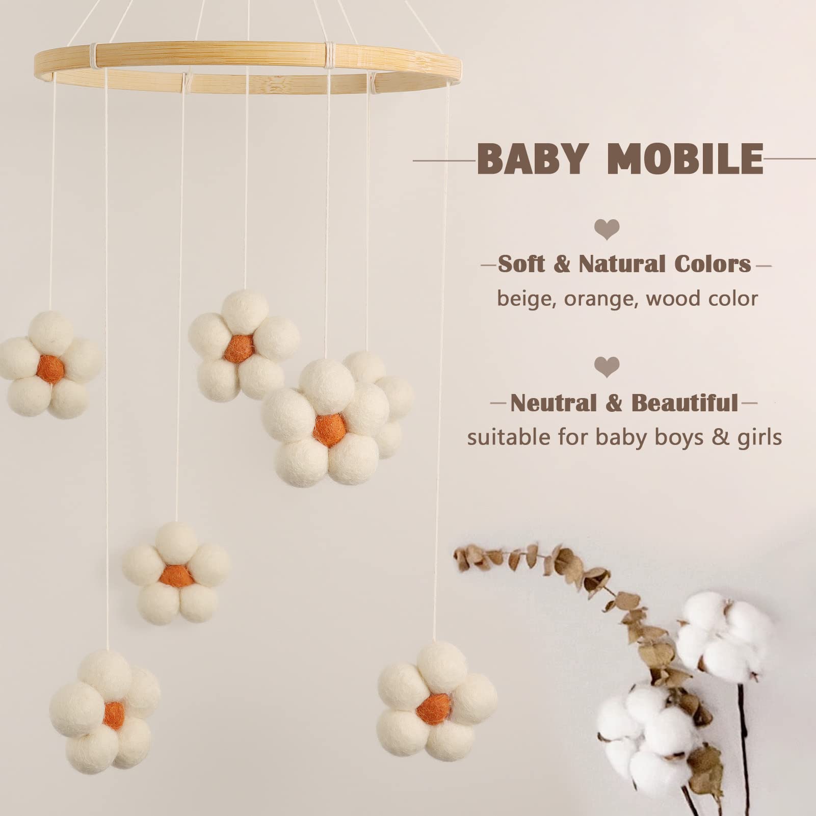 Baby Mobile For Crib - Felt Flower Mobile - Flower Baby Mobile - Boho Crib Mobile - Boho Nursery Decor - Crib Mobile For Girls,