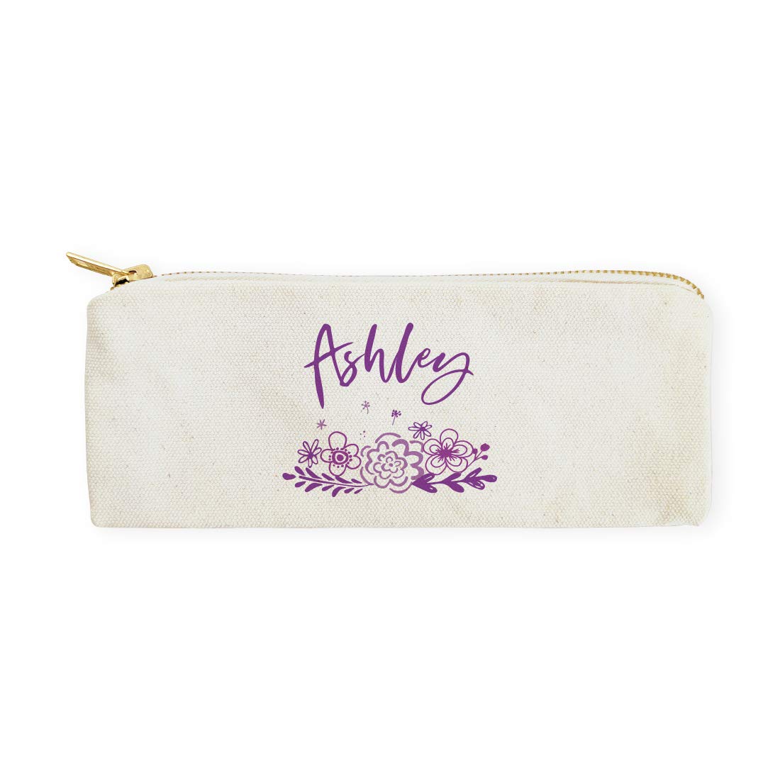 The Cotton & Canvas Co. Personalized Name Purple Floral Small Cosmetic Case And Travel Pouch For Office And On The Go