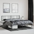 vidaXL Robust Metal Bed Frame, Powder-Coated Steel Construction, Black, 76"x79.9" Size, with Metal Slats & Centre Legs, Under Bed Storage, Headboard Included