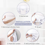 Ryb Home Privacy Door Curtains - Room Darkening French Door Curtain Sidelight Window Curtains For Tricia Door Portable Self Adhesive Drapes For Office, 26 Inch Wide X 69 Inch Long, 2 Pcs, Pure White