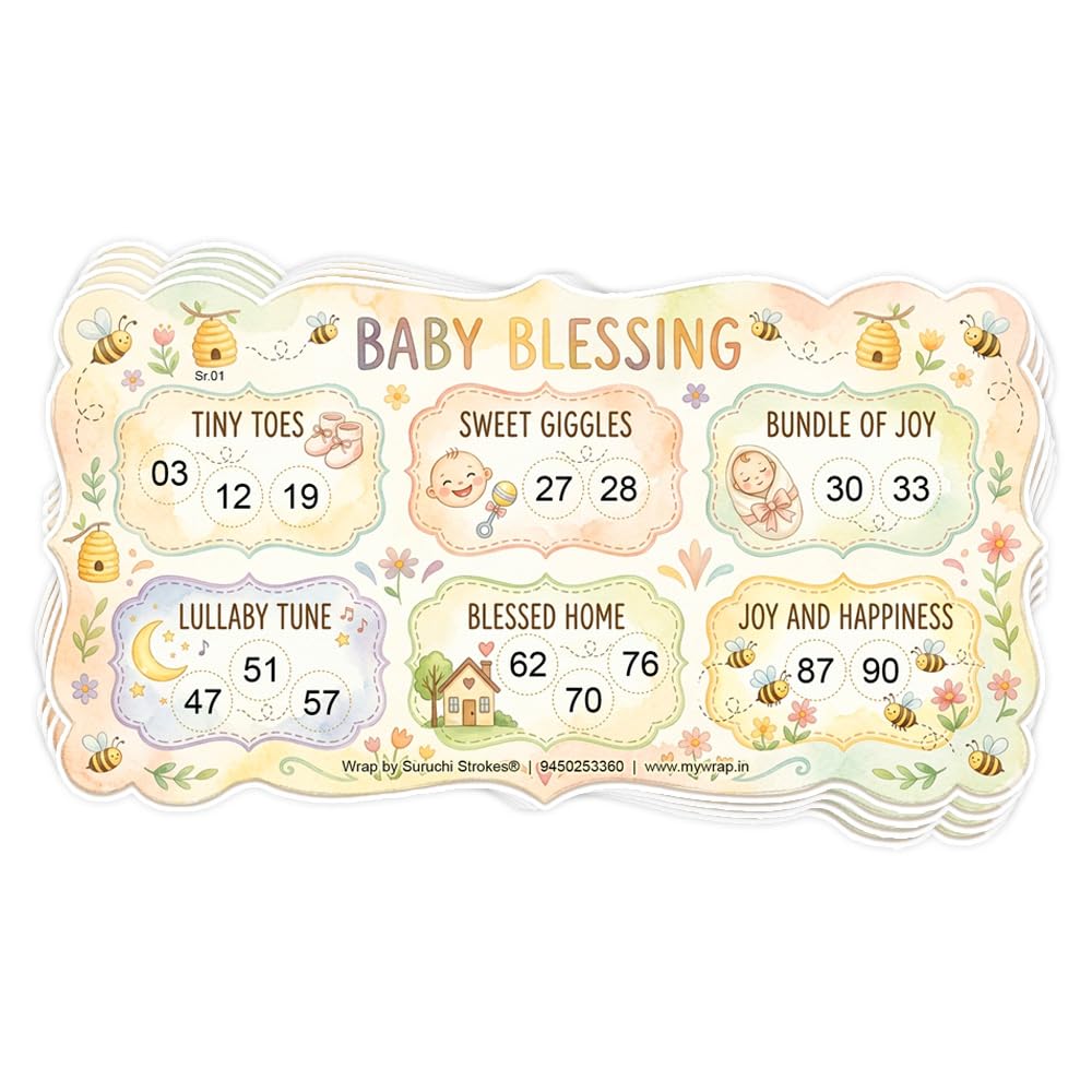 Suruchi Strokes Baby Blessing Theme Tambola Ticket |Baby Shower | Godh Bharai | Naming Ceremony Housie Game Party (40 Ticket)