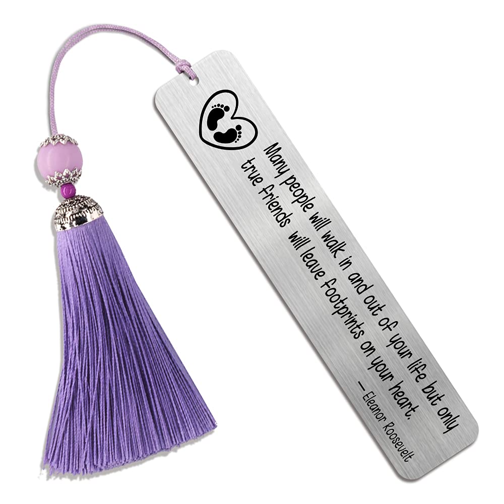 Dyjybmy Friends Will Leave Footprints On Your Heart ,Metal Bookmark, Engraved Bookmark, Teacher Gift, Book Club Gifts, Going Awa