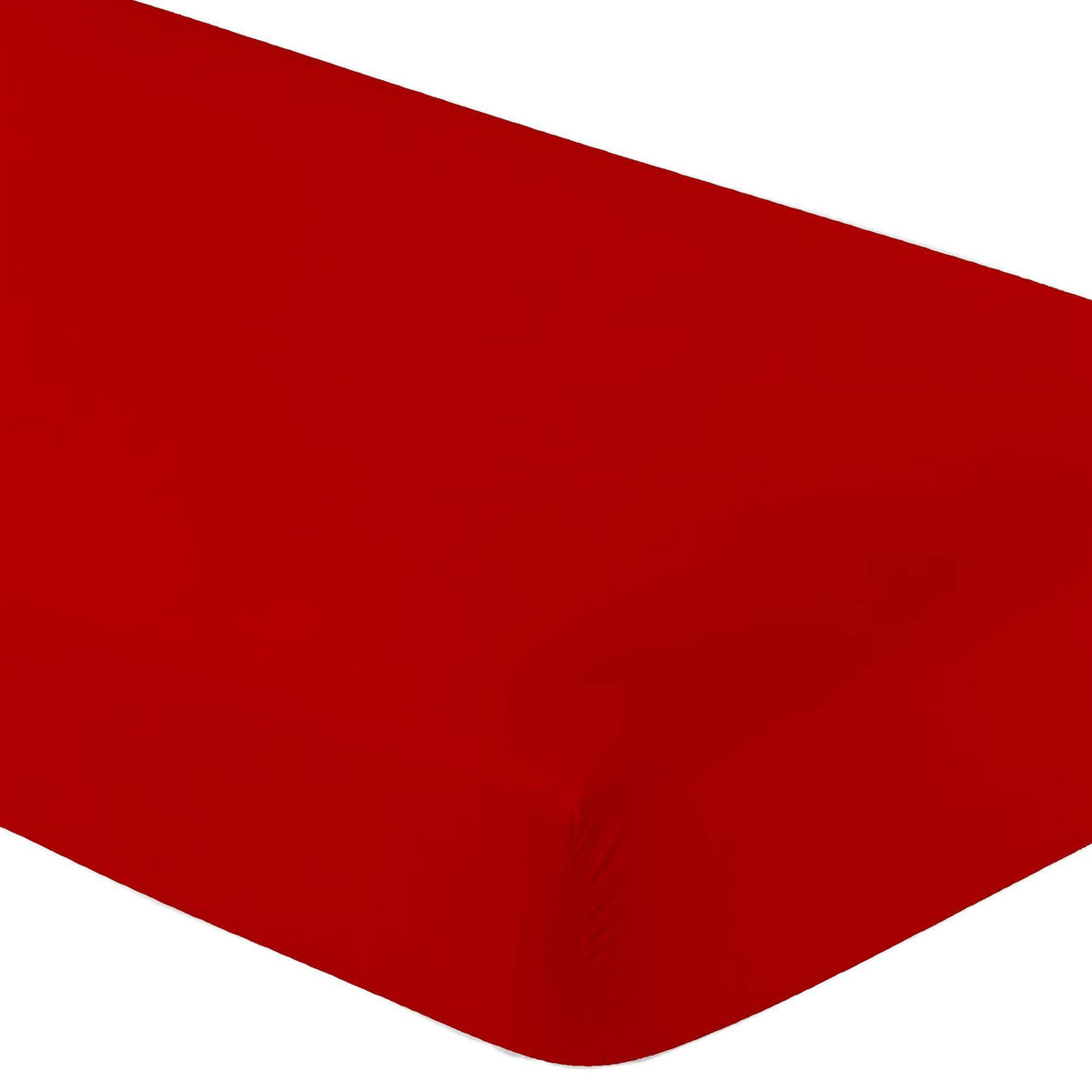 Twin Extra Long Red Fitted Sheet Only - Soft & Comfy 100% Cotton- By Crescent Bedding (Twin Xl, Red)