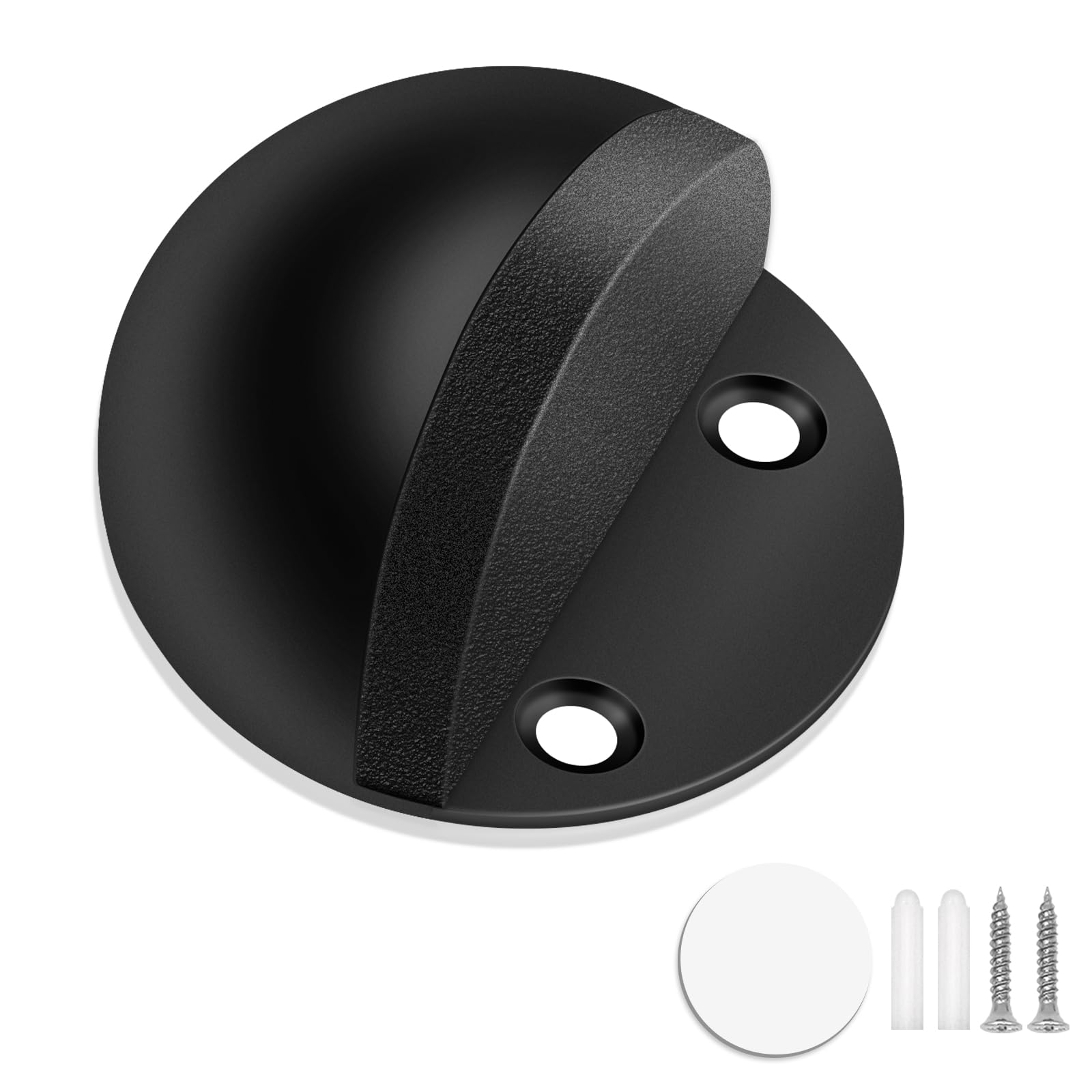 Door Stops For Floor, Black Door Stoppers For Bottom Of Door, Stainless Steel, Rubber Door Bumper Self Adhesive Doorstops Wall P