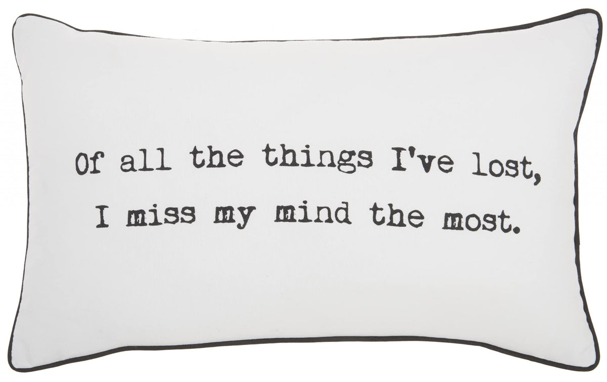 HomeRoots 100% Polyester Black and White I Miss My Mind Throw Pillow