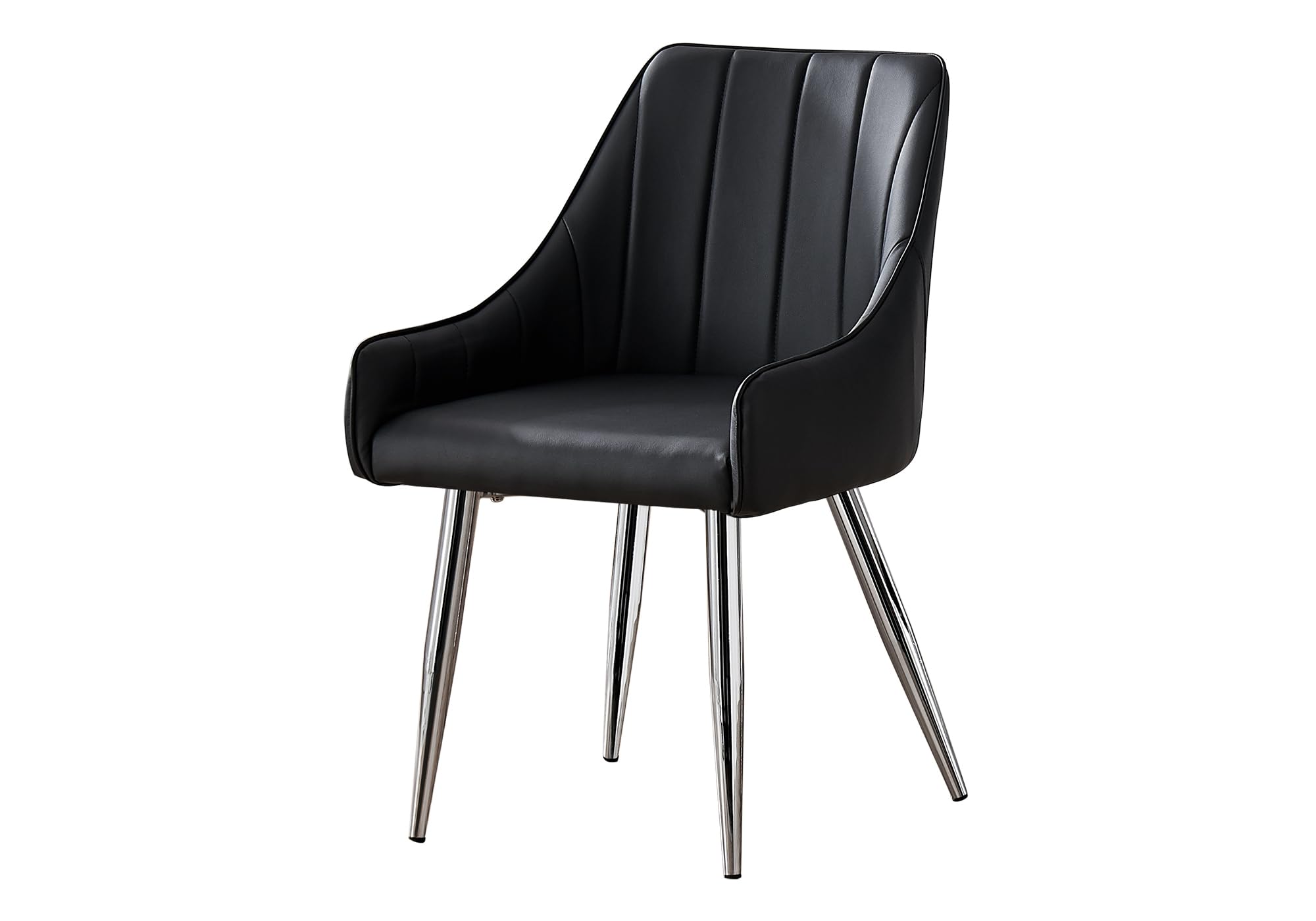 Monarch Specialties 1185, Set Of 2, Side, Upholstered, Kitchen, Room, Pu Leather Look, Metal, Contemporary, Modern Dining Chair, 17.5&quot; L X 24&quot; W X 33.50&quot; H, Black | Chrome Legs