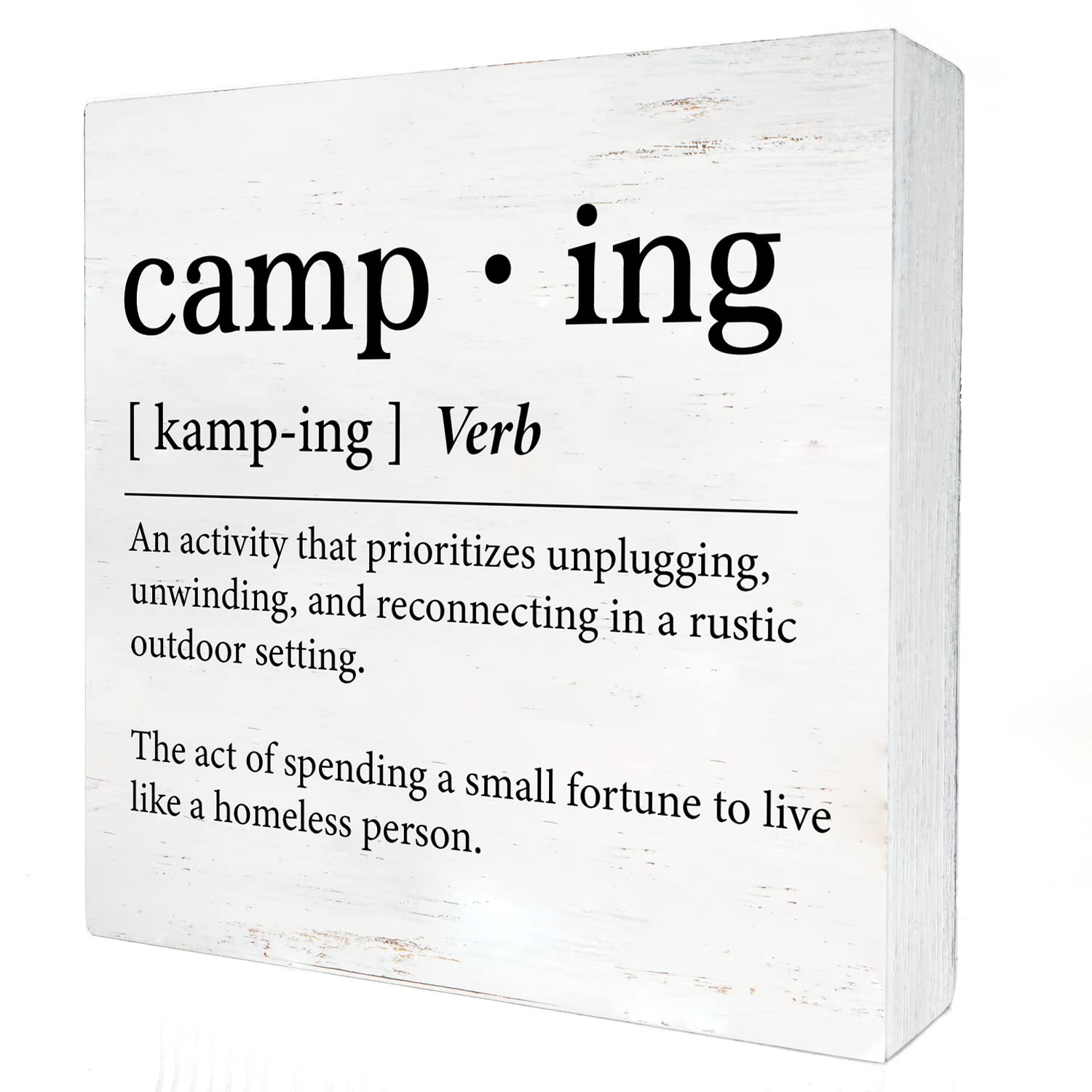 Funny Camping Definition Wood Box Sign Home Decor Rustic Camping Wooden Box Sign Block Plaque for Wall Desk Decoration