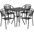 Flash Furniture Oia Commercial Grade 28 Square White Indoor-Outdoor Steel Patio Table Set with 4 Round Back Chairs