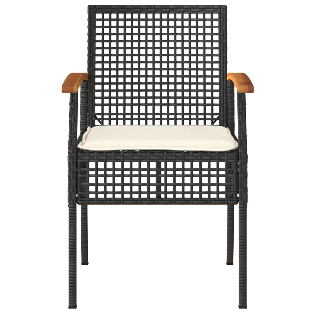 vidaXL Garden chairs 2 pcs with cushions poly rattan and acacia wood black